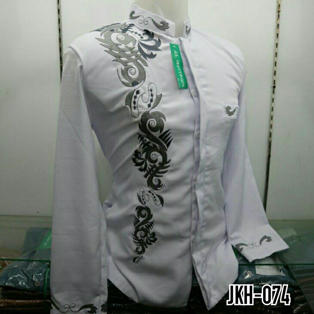 Busana Muslim Pria Baju Koko Gamis Muslim Pria Baju Koko Semi Jasko Jas Koko Putih Bersih Bordir Lengan Panjang Al Muttaqin JKH 074 di lapak Al Muttaqin Collection produsenbajukoko