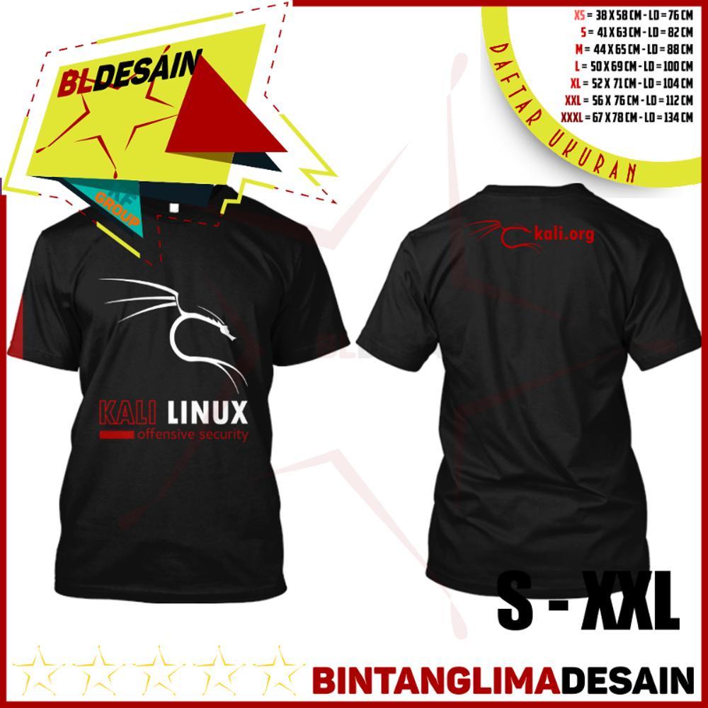 Kaos Hacker Kali Linux Keren Baju Tshirt Distro Seri Tren Hitam - Kf Group Bintang Lima