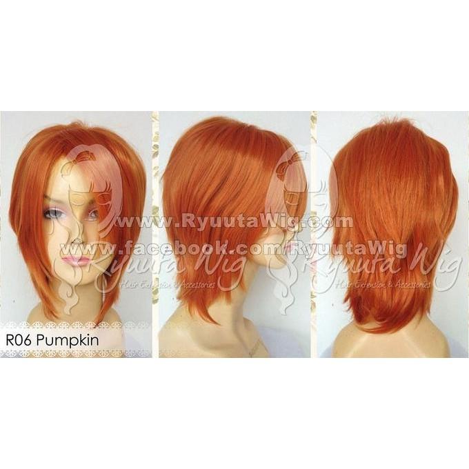 R06 PUMPKIN ORANGE WIG LAKI COWO PENDEK KOREA COSPLAY - COSME18