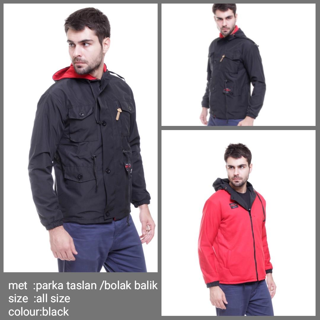 Jaket parka taslan pria bolak balik premium hight quality good product