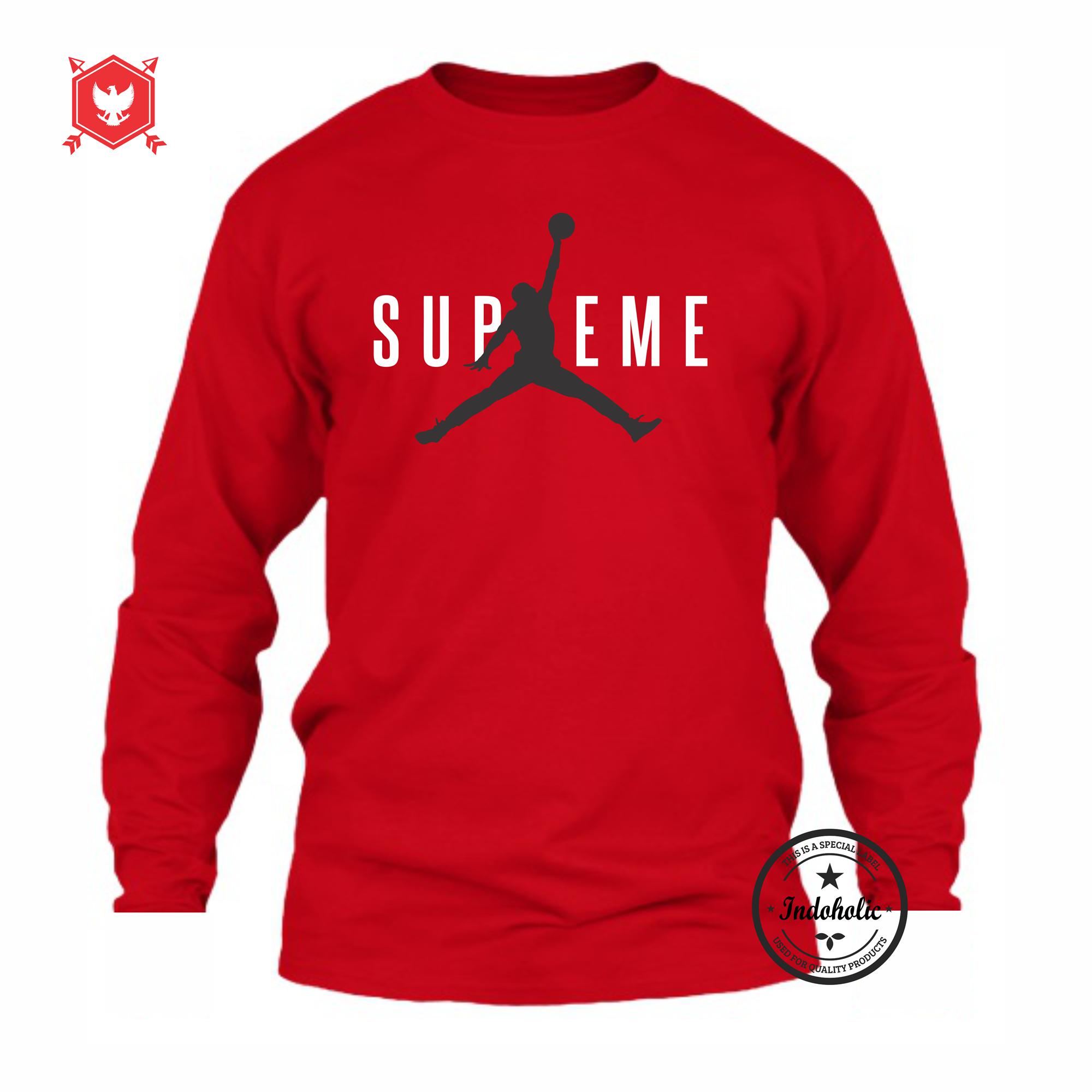 Indoholic Apparel Kaos Distro Supreme Baju Pria Bandung Lengan Tangan Panjang Muslim Moslem Premium Lebaran Murah Keren Wanita Anime - Merah