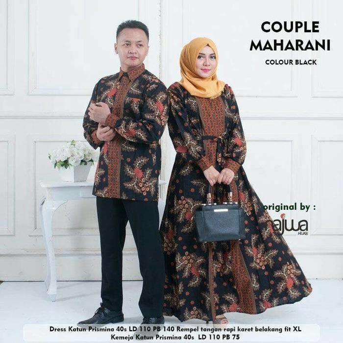 Busana Muslim Couple Pesta Maharani - Gamis Batik Sarimbit Pasangan