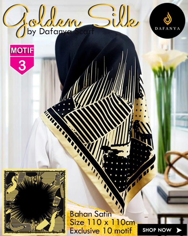 Hijab Segi Empat EXCLUSIVE GOLDEN SILK By DAFANYA - Jilbab kerudung MOTIF