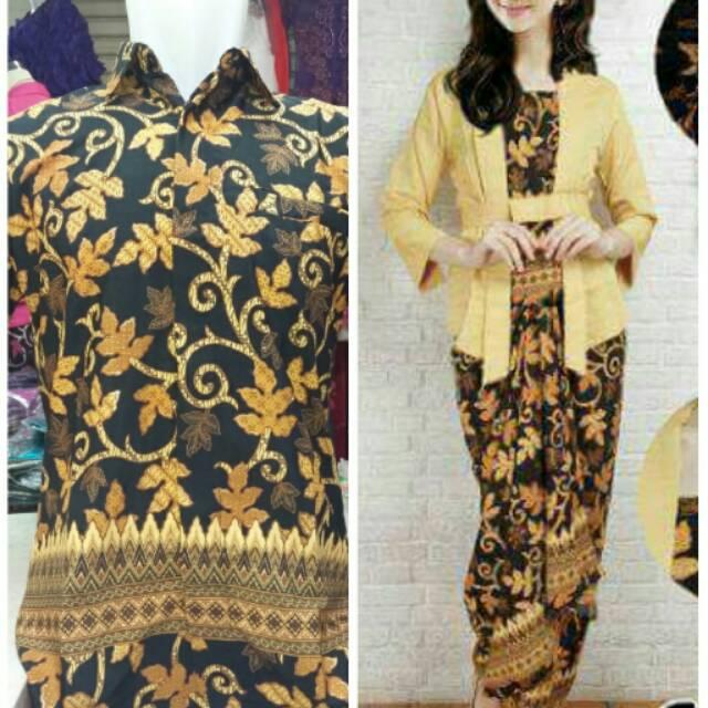 Cp Kebaya Kondangan- Kemeja Cowok Bhn Batik Prada Motif Asli+Atasn Bhn Balotely+Rok Kain Lilit+Ring.