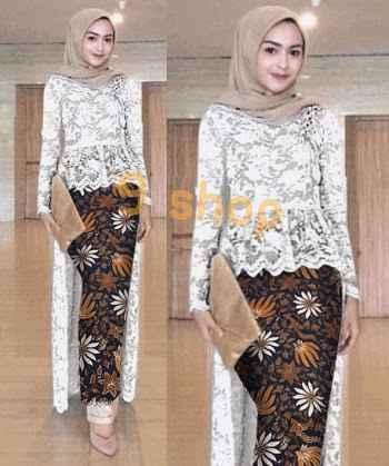 9 Shop Set 2in1 Kebaya Modern dan Rok Batik Wanita VETIE - PUTIH ( Tanpa Jilbab ) Kebaya Wanita Batik Wanita Rok Batik Wanita Stelan Kebaya Wanita Stelan Batik Wanita Kebaya Remaja Rok Batik Remaja Kebaya Pesta