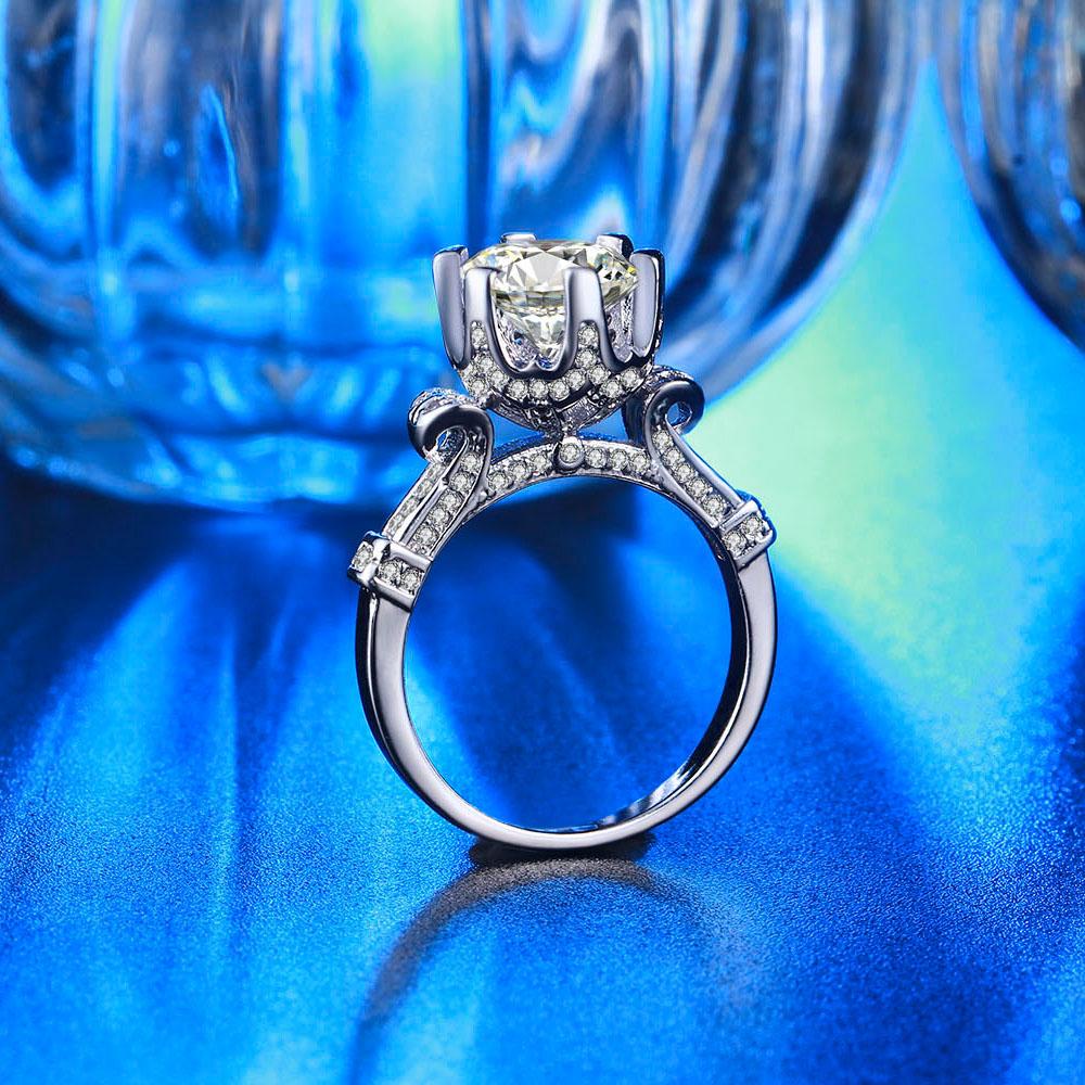 NEW Promo Perhiasan Cincin Wanita Silver Berlian Solitaire Lapis Emas Putih Mewah BR092 Murah