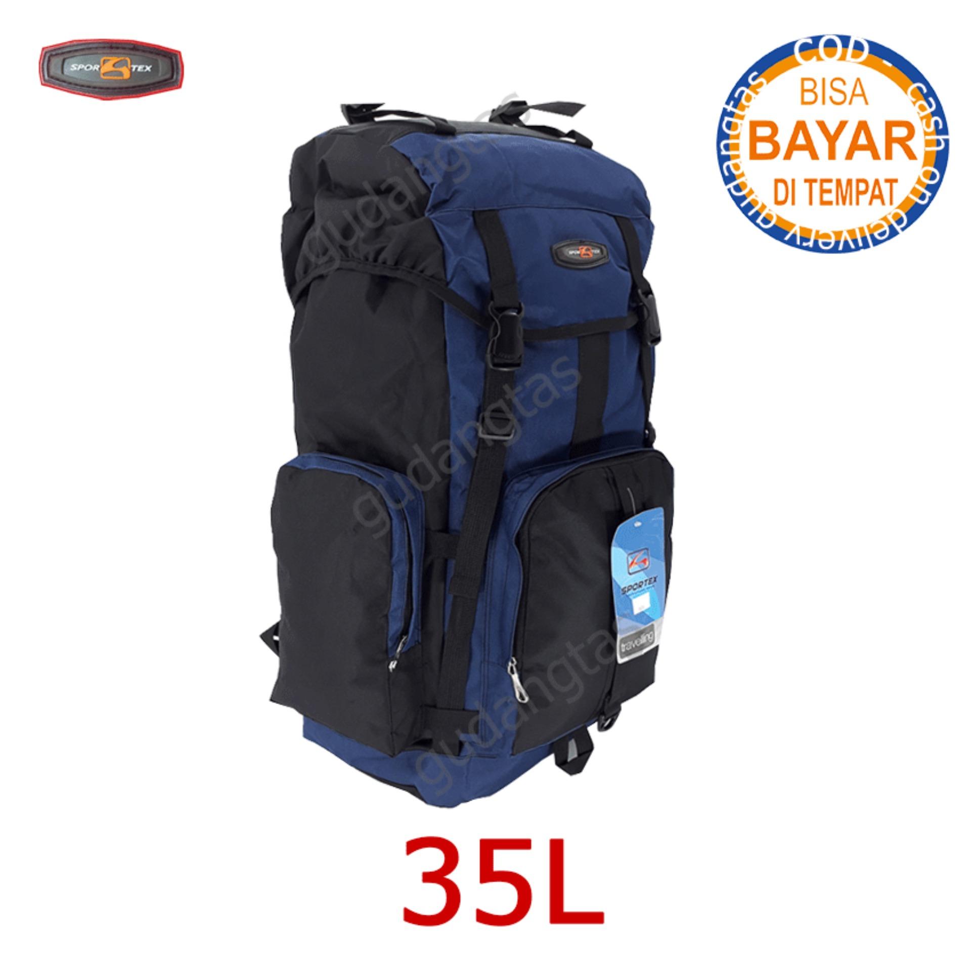Sportex Tas Ransel Gunung Tas Keril Tas Carrier 35L Tas Camping Tas Hiking 30L0883 DONGKER kombinasi Hitam Backpack Sport Outdoor