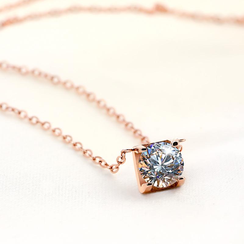 Luo Zijun Model Sama Kalung 18 K perempuan Emas Mawar Liontin Jepang Korea Murid minimalis model pendek tulang selangka ornamen Untuk Pacar