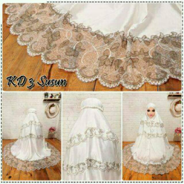 mukena kd 3 susun / mukena semi sutra bordir organdi (6pcs)