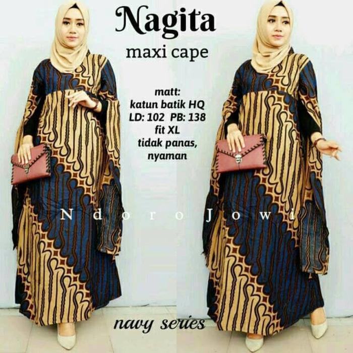 Baju Batik Cape Kaftan Gamis Nagita Parang