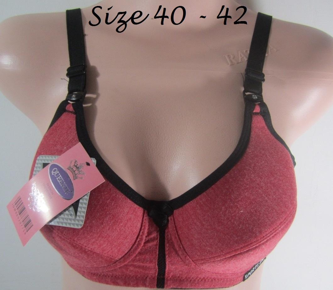 Bra / BH Tanpa Kawat Bahan Katun Jumbo Big Size Queenie Misty ( 1 pc )