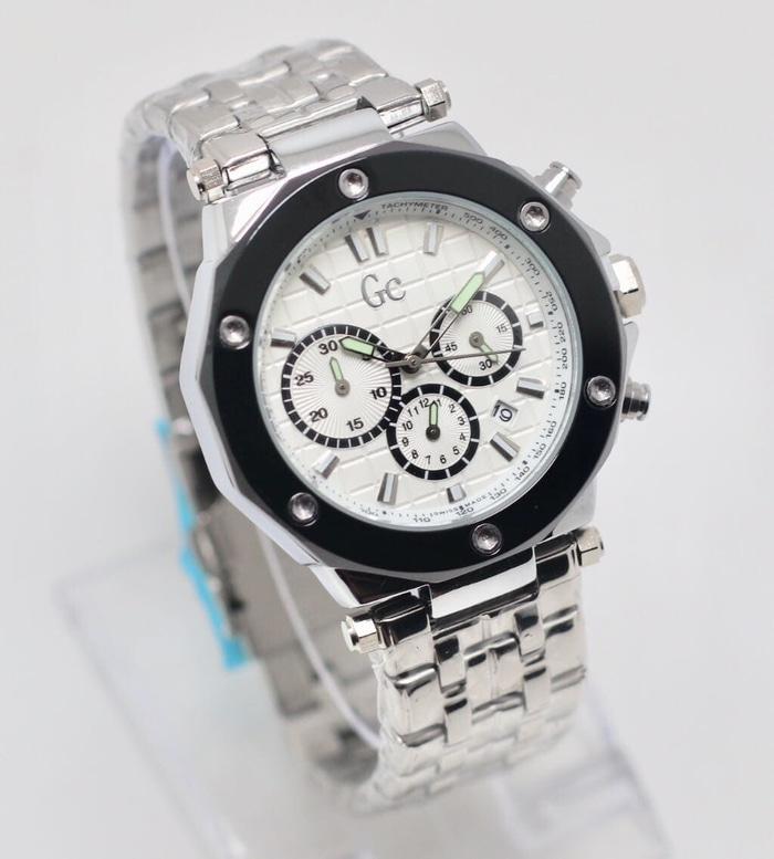 DISKON TERLARIS - Jam Tangan Pria / Cowok Murah Gc Chrono SK950 Rantai Silver White TERMURAH