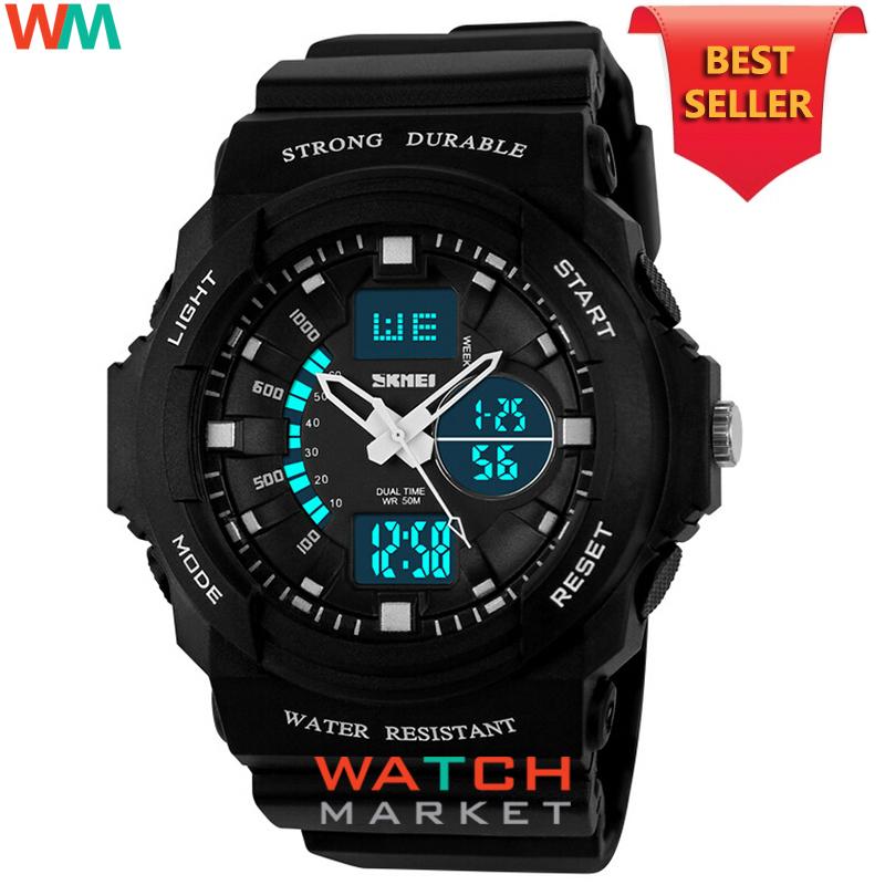 SKMEI 0955 Pria Jam Tangan Skmei Olahraga Militer Tahan Air Analog Digital LED Multifungsi Waterproof Sports Men Watch FB Putih
