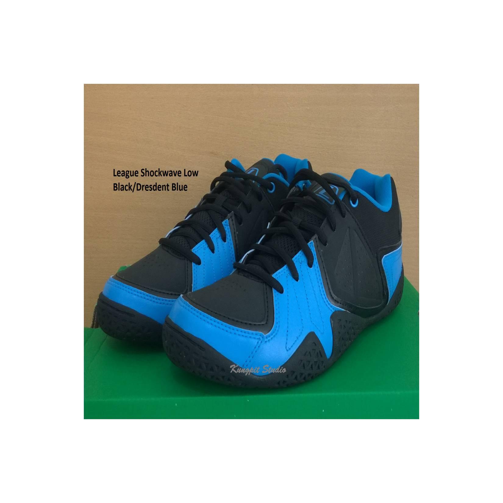 Sepatu Basket original League Shockwave Low Black/Dresdent Blue