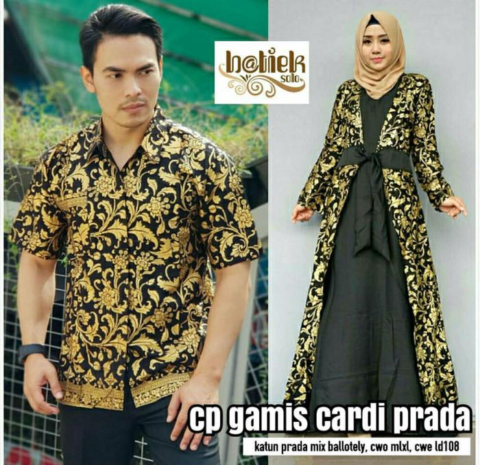 Sarimbit Batik Solo. Couple Gamis Cardi Batik Prada