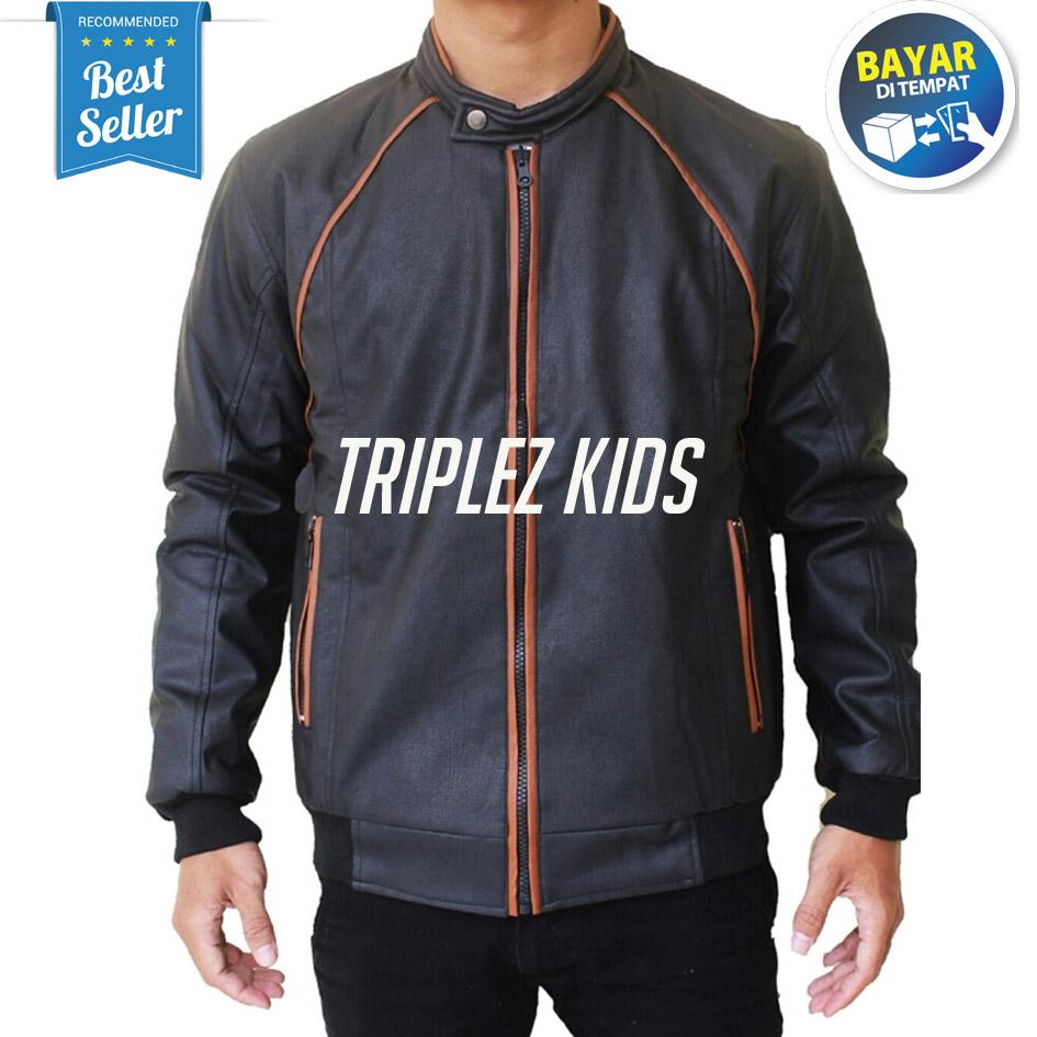 Zens Jaket Kulit Al Ghazali Best Seller - Hitam List Coklat