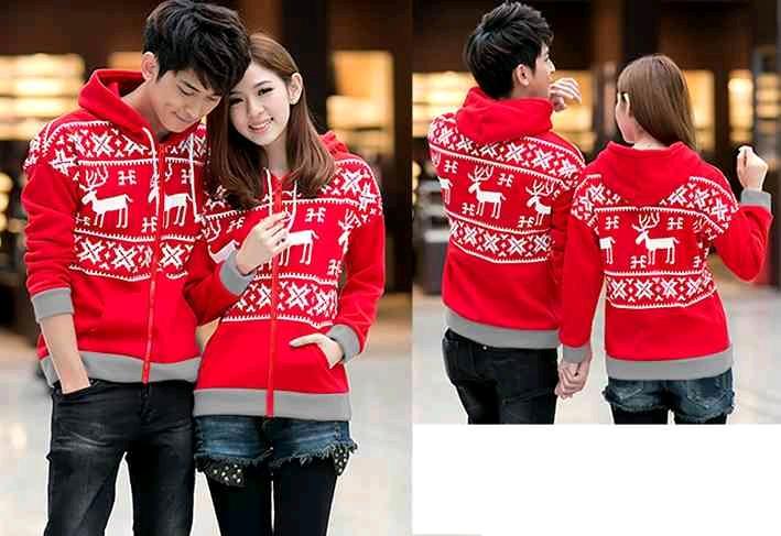 JAKET COUPLE / JAKET PASANGAN / JAKET COUPLE RUSA MERAH ( HARGA SUDAH UNTUK 2 PCS BAJU)