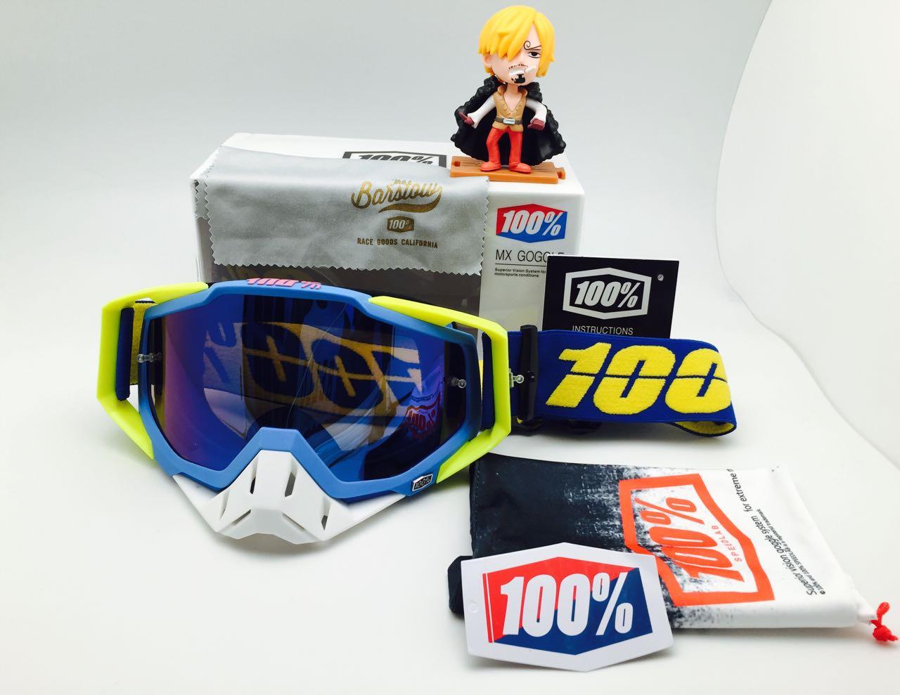 Kacamata Sport // Outdoor // Sepeda // Safety // Motocross // Moto Cycle // Google Motor cross 100 % High Quality - Fullset // Lensa Biru