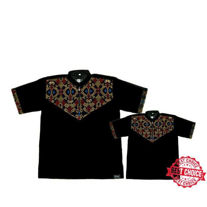 PROMO ROMADAHAN Baju Koko Batik Couple HITAM Anak dan Ayah RAIH KEMENANGAN DENGAN BAJU YANG BARU ()
