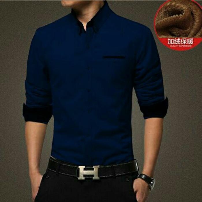 Kemeja Slim Fit Andreas Navy B
