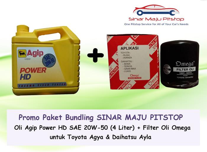 Paket Bundling Oli Mobil Agip Power HD 20W-50 & Filter Oli Agya Ayla
