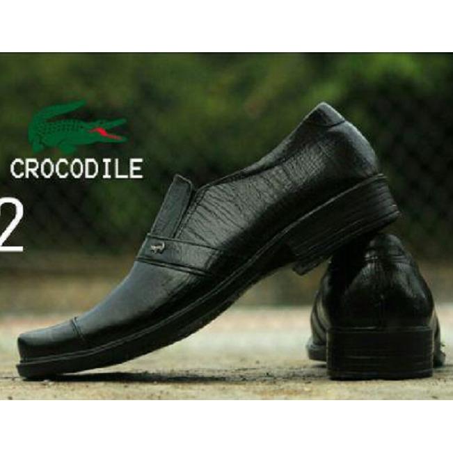 Crocodile - Sepatu Formal Pantofel Pria Kantor 100% Asli Kulit Sapi Warna Coklat & Hitam