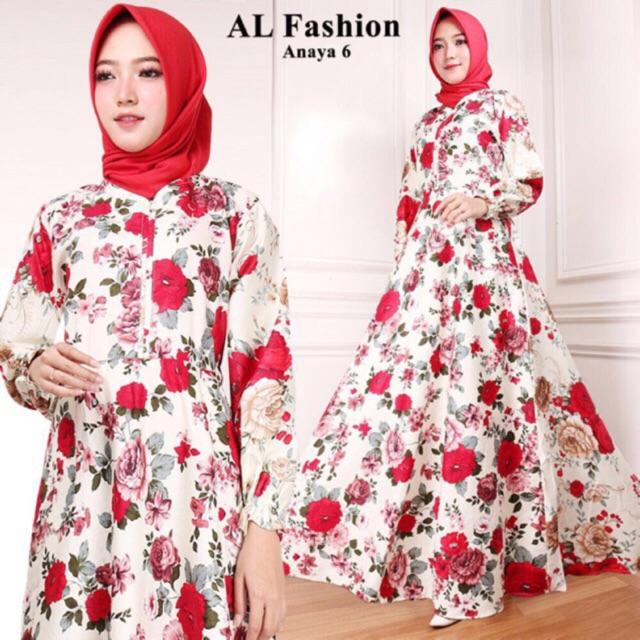 AB Agen Baju Official Shop - MAXI ANAYA gamis katun jepang busana muslim LONG DRESS ( maxi aja ) (ANAYA 6 BW)