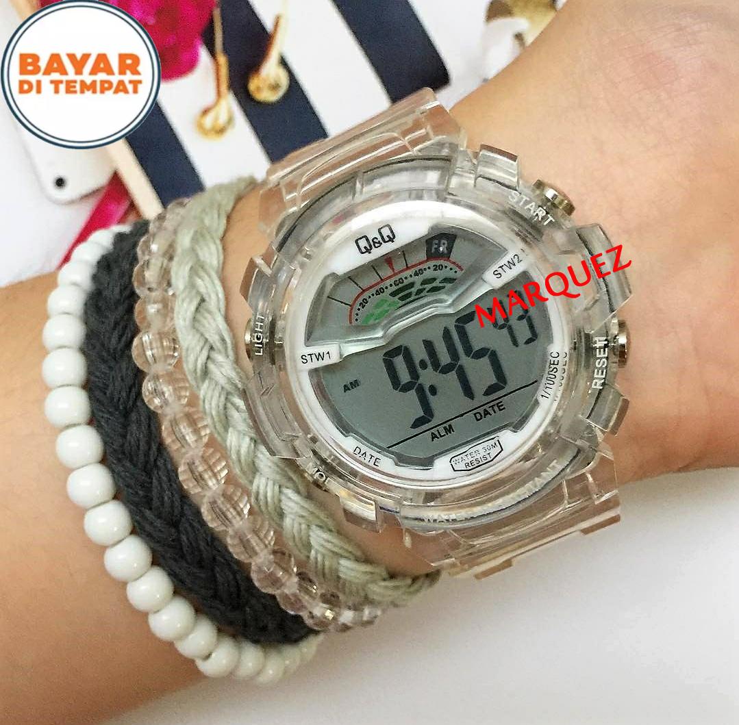 Q&Q - Jam Tangan Fashion Wanita & Pria QQ/Q&Q - Digital Transparan - Bahan Tali Rubber - Desain Terbaru-Limited Edition