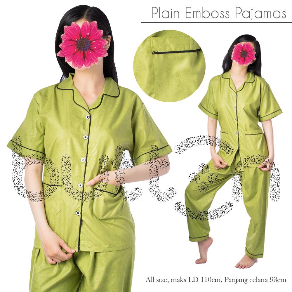 Baju Tidur Bahan Satin Baju Santai Wanita Bahan Embos Premium ( All Size ) - Lengan Pendek