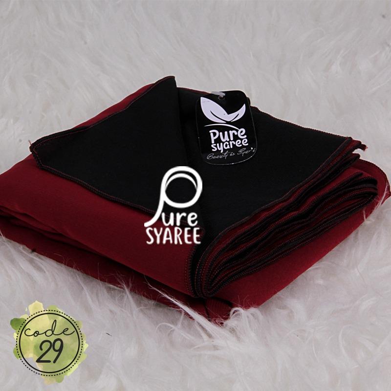 Hijab - Kerudung Segi Empat - Hijab Syari Bolak Balik Pure Syaree Merah Maroon Hitam