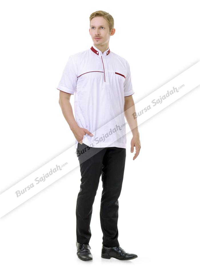 Baju Busana Koko Muslim Pendek Laki laki Warna Putih Firaz Sykava