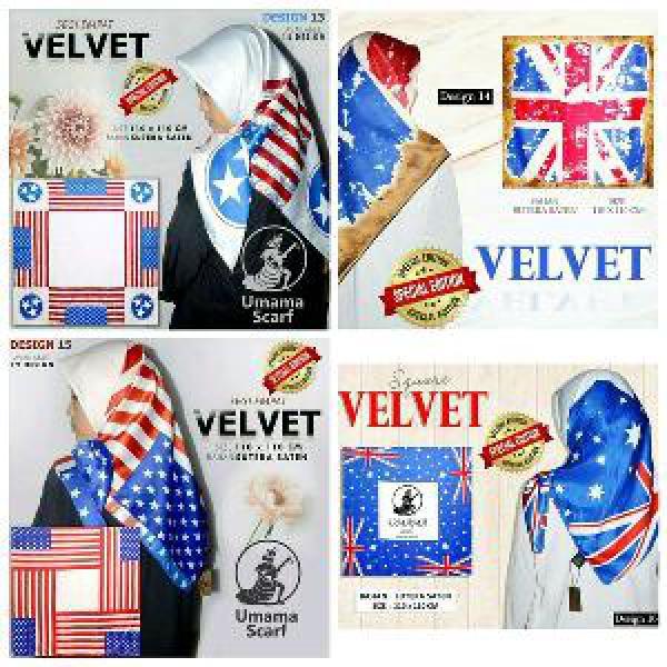 Jilbab Satin Velvet Motif Bendera By Umama