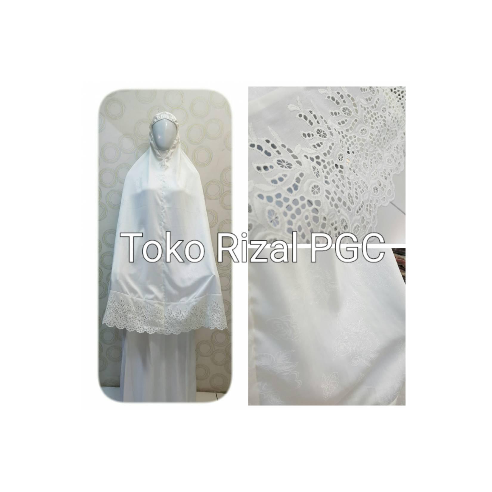 Jual mukena sutra doff super renda kerancang padang | mukena putih