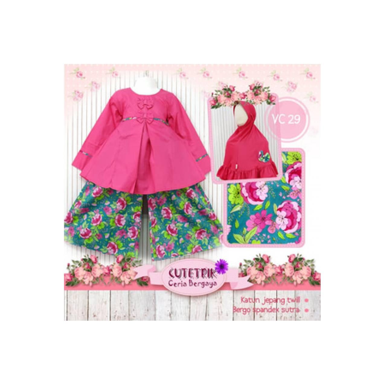 BAJU Kulot Tunik Cutetrik VC 29 -Baju Muslim Anak VC29 8 -13 thn
