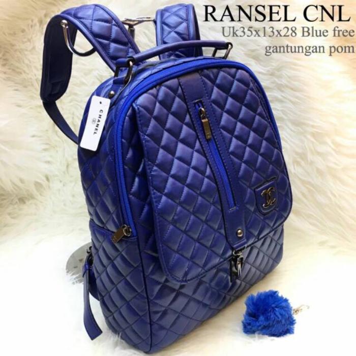 Tas Backpack Ransel PROMO Chanel Resleting Tengah Import