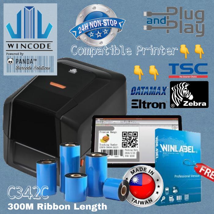 BARCODE LABEL PRINTER WINCODE C342C SEKELAS ZEBRA 820-HONEYWELL PC42T / Best Seller !! barcode label printer wincode c342c setara tsc ttp 244-524-argox