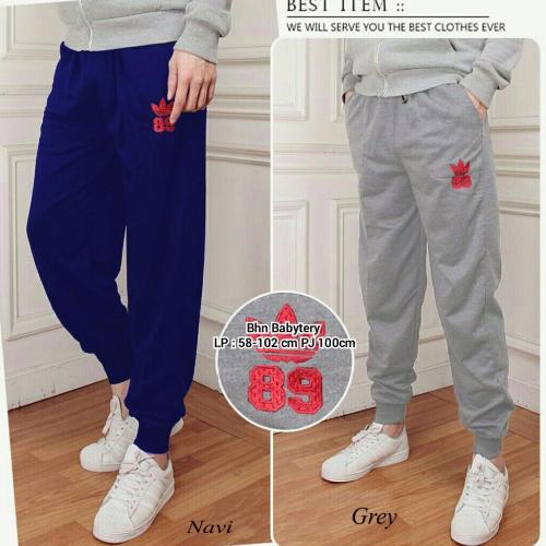 Celana joger panjang pria jumbo long pant Calvin - navi