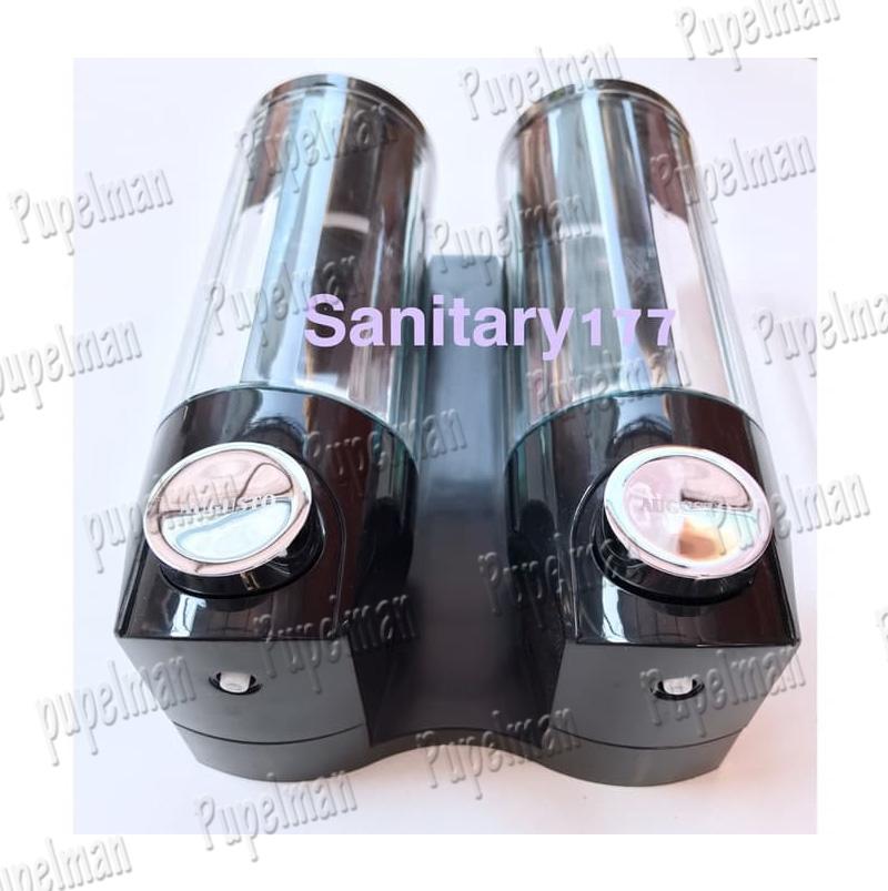 tempat sabun cair Hitam Augusto Double Dobel Doubel stainless dispenser soap Hotel Minimalis shampoo dinding shampo Tempel Tembok Kamar Mandi Kran Wastafel Kuningan Keran Air Cuci Tangan Dapur Cuci Piring Tangan Shower Sower Dapur Mewah Semprotan Kloset