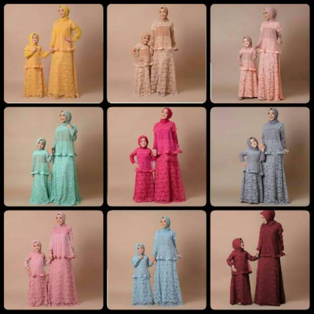 (TERBARU) Couple mk wardani / baju pasangan ibu dan anak / gamis / baju muslim / pakaian muslim *rd @145rb (biru muda)