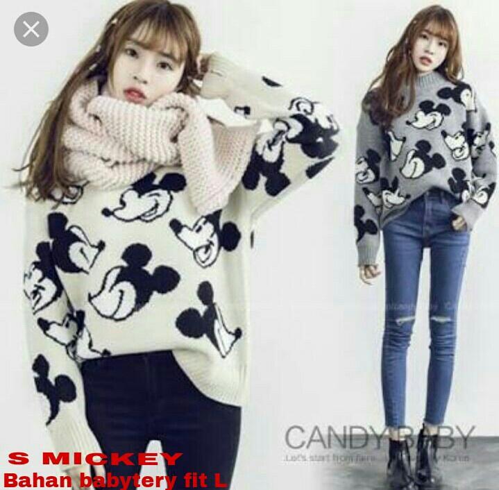 J&C Sweater Mickey Full / Sweater Babyterri / Baju Hangat Wanita / Kaos Jumbo / Kaos Big Size / Sweater Big Size / Kaos Lengan Panjang / Kaos Adem / Kaos Wanita / T-Shirt Jumbo