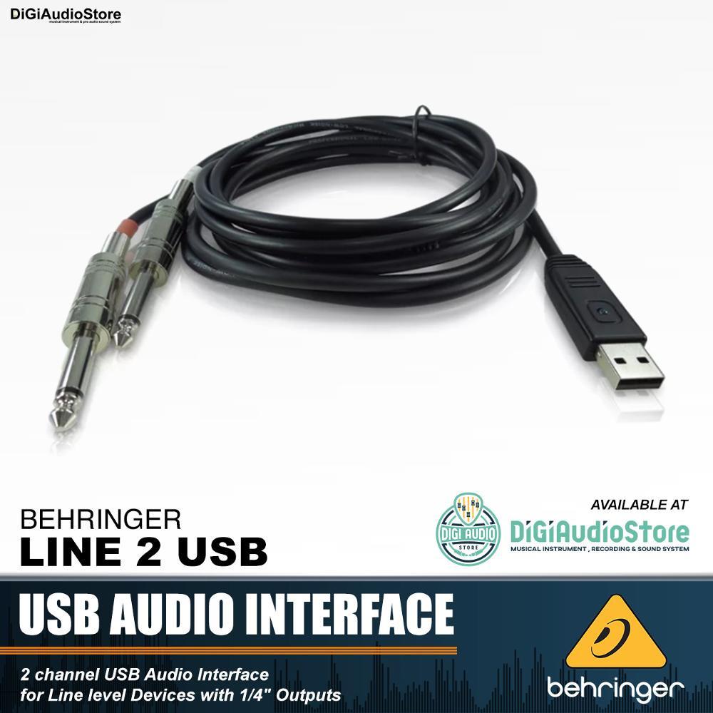 Behringer LINE 2 USB Adapter Cable USB to 2 Jack Phono - Kabel Soundcard Untuk Keyboard Drum Elektrik Mesin DJ Instrument