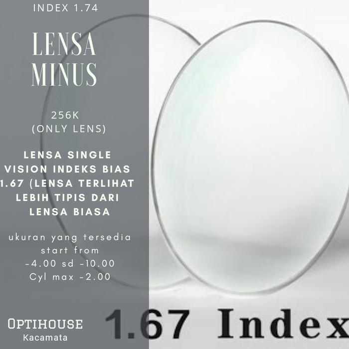 diskon 10%!! Lensa Minus Indeks 1.67 ( Lensa Tipis) - ready stock