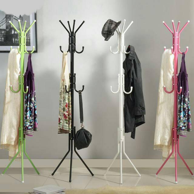 Gantungan berdiri multifungsi, standing hanger untuk jas, jaket, topi, tas,jas hujan,hanger portable Variasi pink