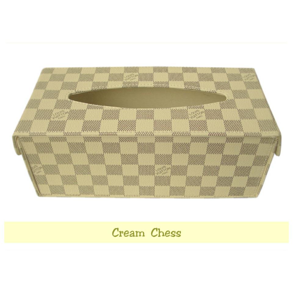 TECHNOZIO Tissue Box Motif Cream Skak / Tempat Tissue Kotak / Tempat Tissue Mobil