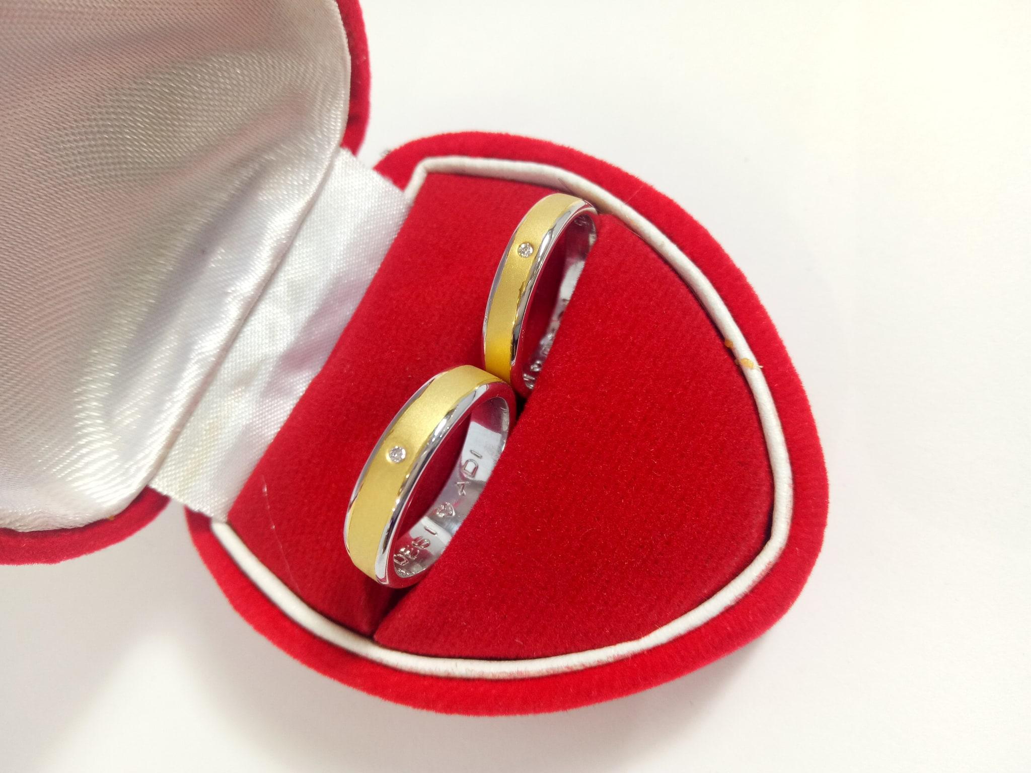 cincin kawin/tunangan sepasang/couple emas putih berlian eropa diamond