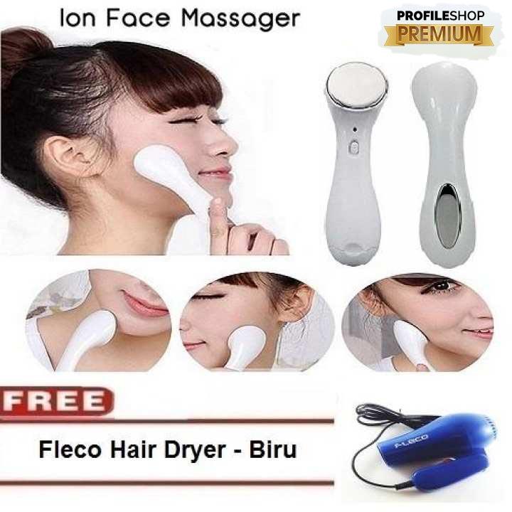 Pemijat Wajah ProfileShop & Setrika Wajah Microlonic Ion Pijat Wajah + Gratis Hair Dryer Mini Biru 1Pcs