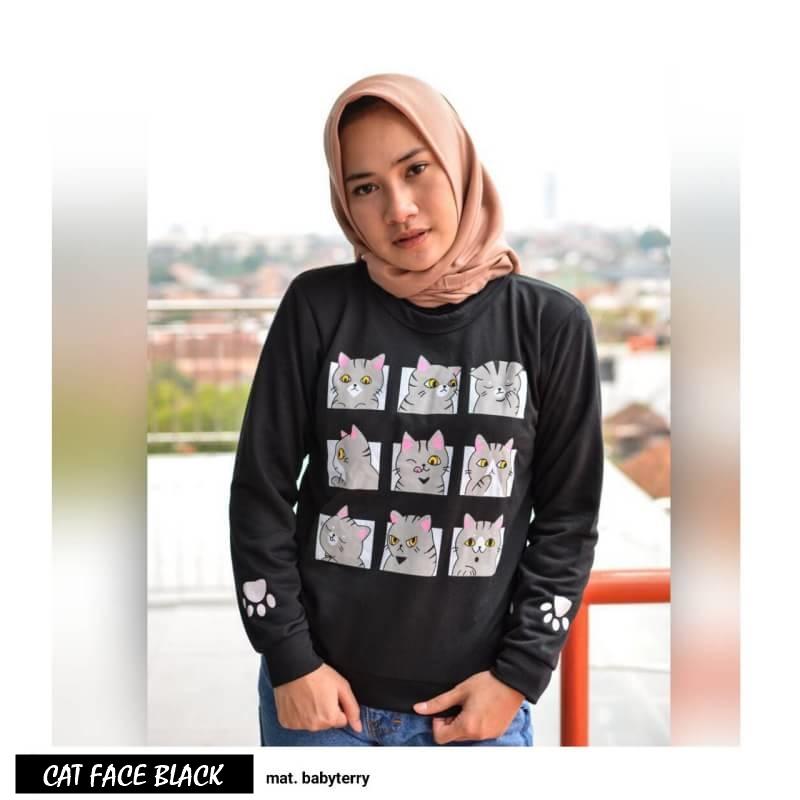 CAT FACE ||| loekita ||| grosir jaket sweater baju atasan blouse rajut hijab terbaru kekinian wanita murah