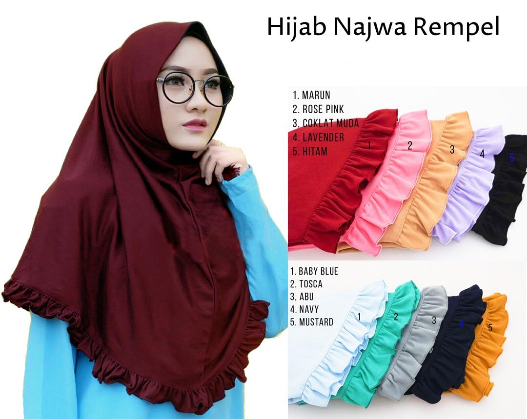 HIJABANA Hijab Rempel Lipit - Kerudung Jilbab Instan Rempel Polos - Hijab Instan Kaos Katun