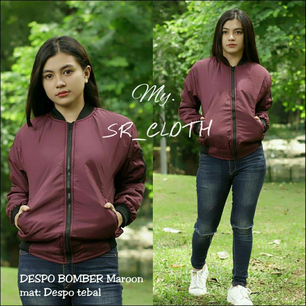 Jaket Bomber Polos Wanita Despo Hitam/Maroon/Navy/Pink