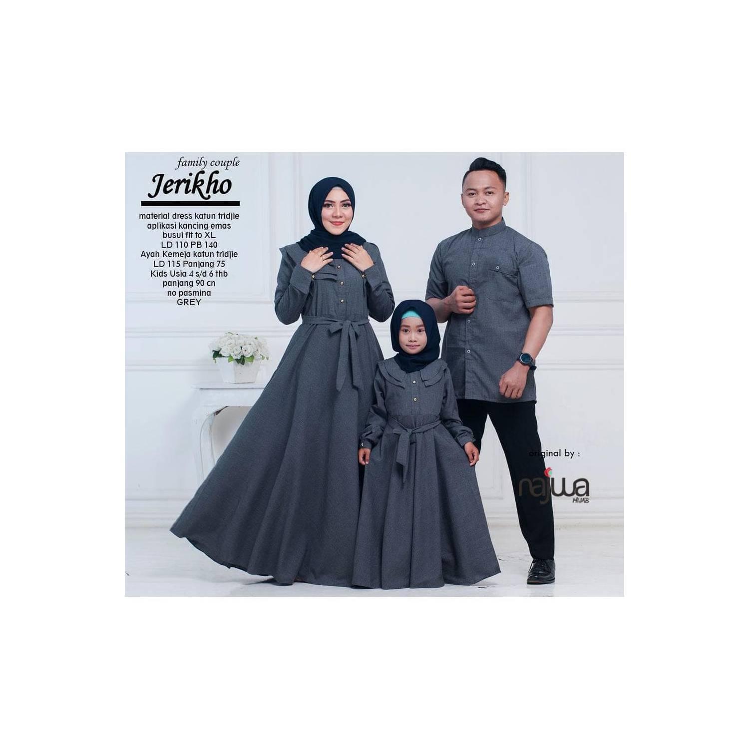 FAMILY COUPLE JERIKHO gamis polos pasangan kemeja keluarga katin